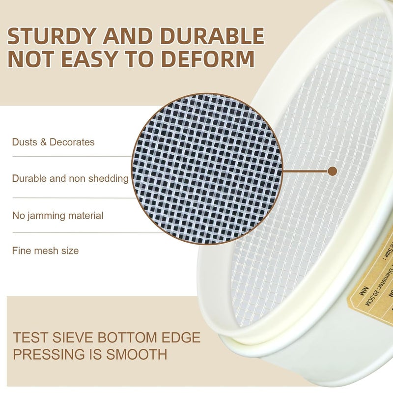 LVDALAB 8 Mesh(2.5mm) PVC Nylon Lab Sieve, 7.9Inch(20cm) Diameter Sample Sifter Strainer for Industrial Lab Home - Image 3